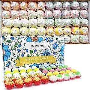 Bath Bombs Gift Set, 50 Handmade Bulk Bath Bombs for Kids, Women, Men, Wonderful Fizz Effect Bath Gift for Valentine's Day, Christmas & Any Anniversaries