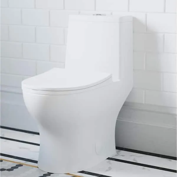 Ivy 1-Piece 1.1/1.6 GPF Dual Flush Elongated Toilet in Glossy White, Seat Included