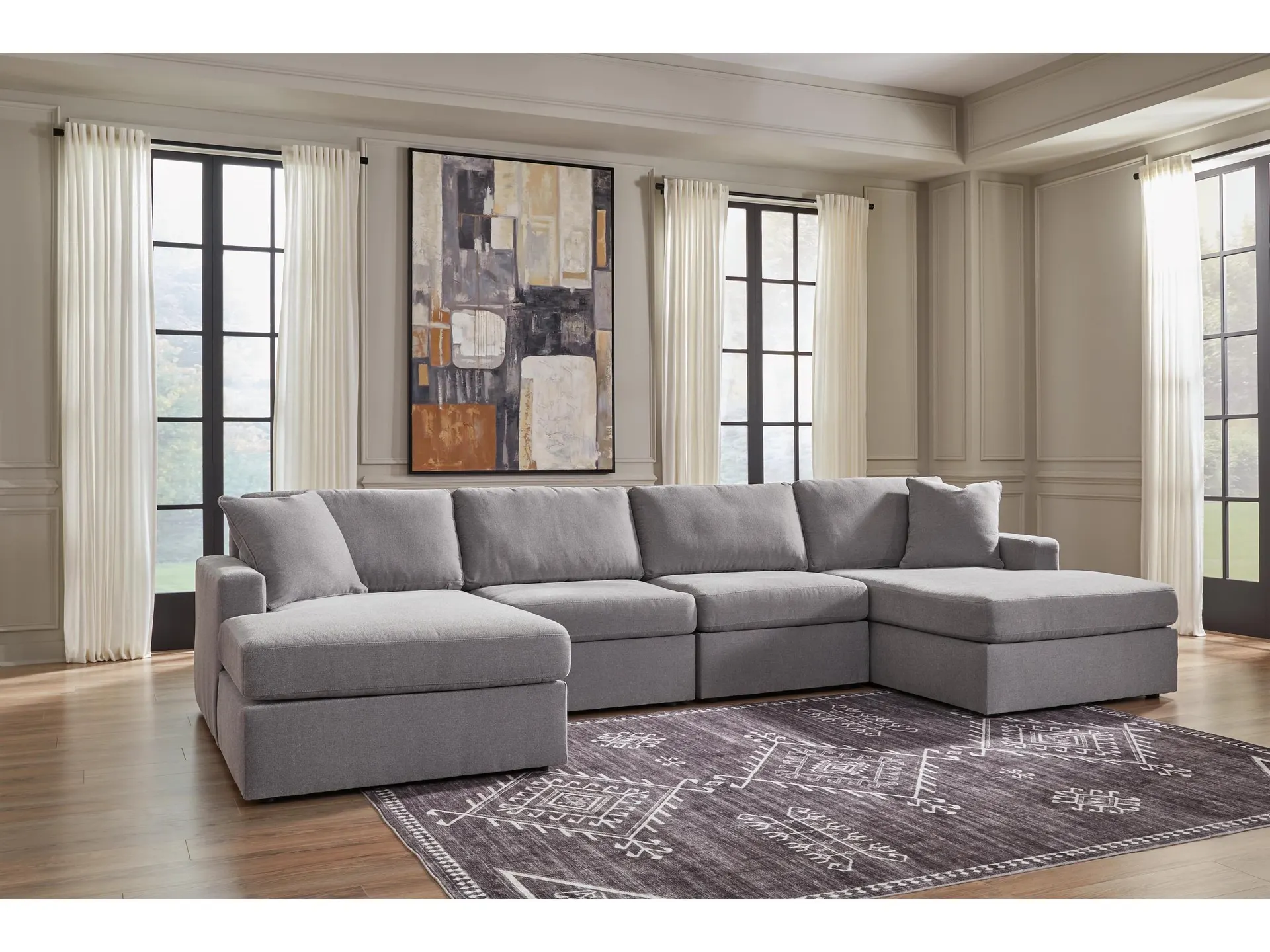 Modmax 4-Piece Modular Next-Gen Nuvella™ Performance Fabric Double Chaise Sectional
