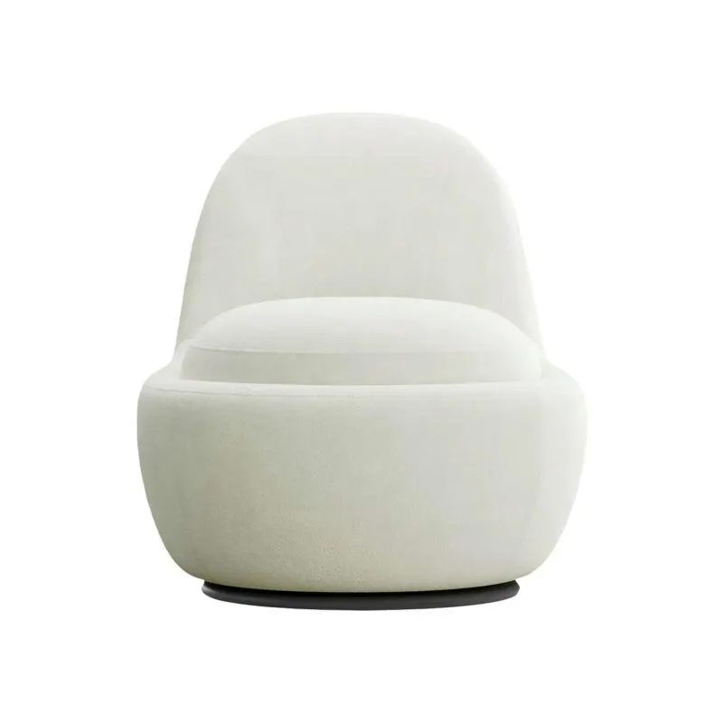 Boba Swivel Lounge Chair White Boucle