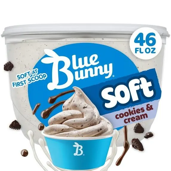 Blue Bunny Soft Cookies and Cream Premium Frozen Dessert, 46 fl oz
