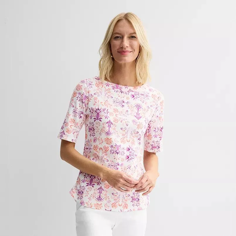Women's Croft & Barrow® Stitched Bateau Top