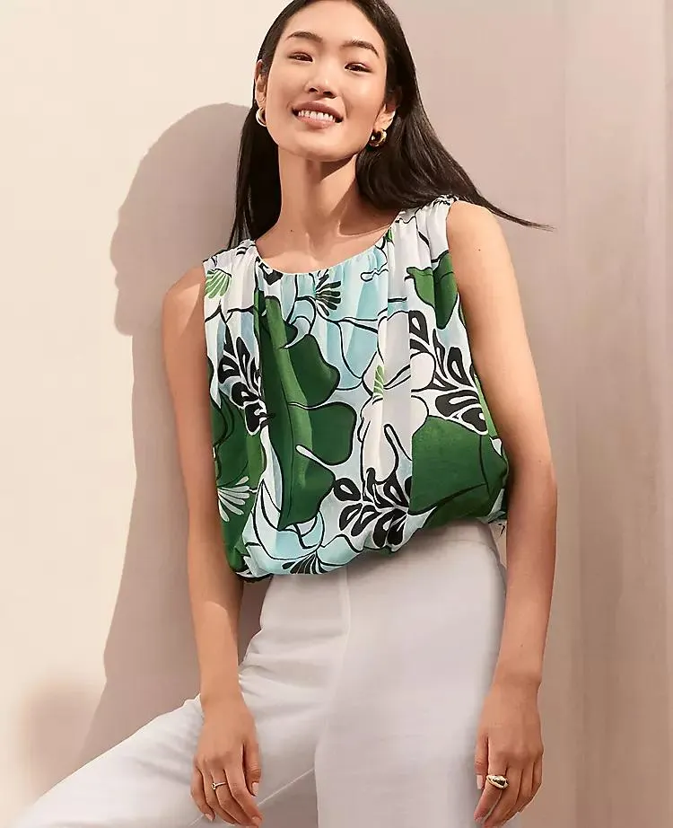 Floral Gathered Bubble Hem Top