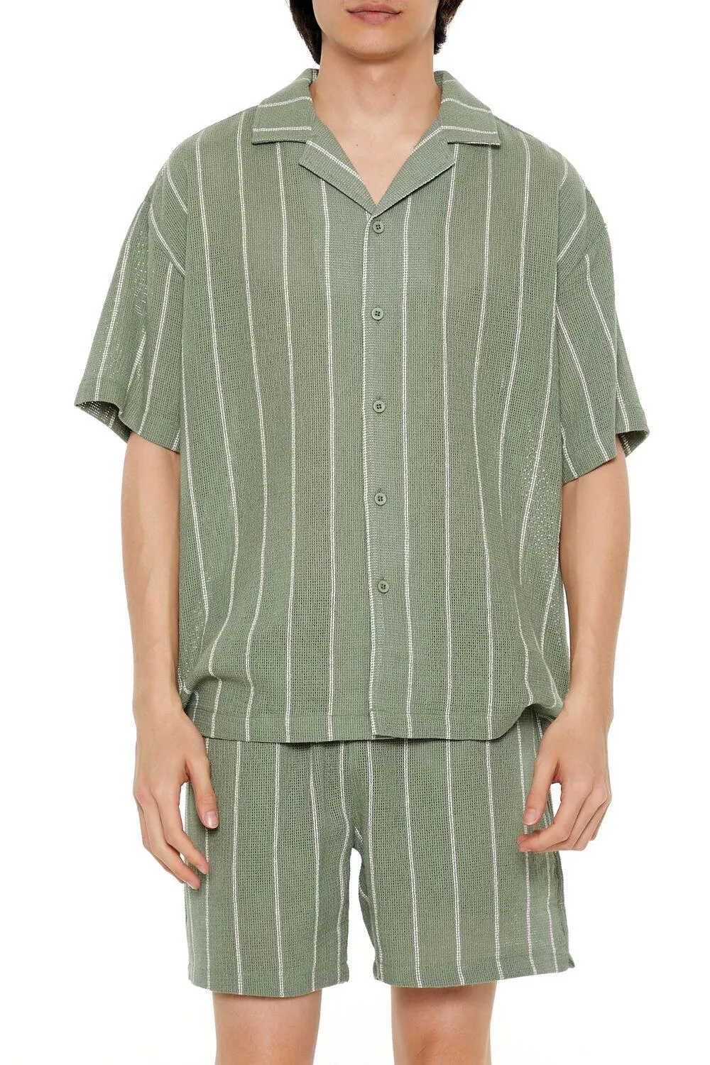 Pinstriped Cuban-Collar Shirt