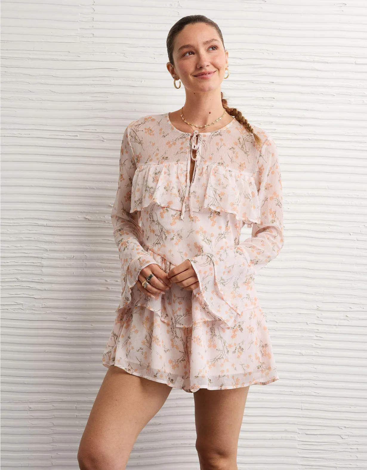 AE Long-Sleeve Ruffle Romper