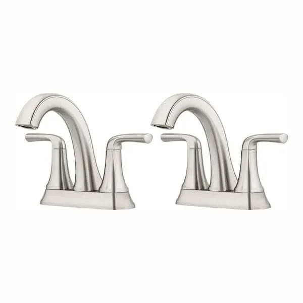 Ladera 4 in. Centerset 2-Handle Bathroom Faucet in Spot Defense Brushed Nickel(2-Pack)