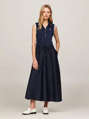 Sleeveless Tipped Midi Polo Dress