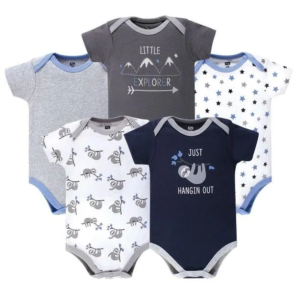 Hudson Baby Infant Boy Cotton Bodysuits 5pk, Little Explorer