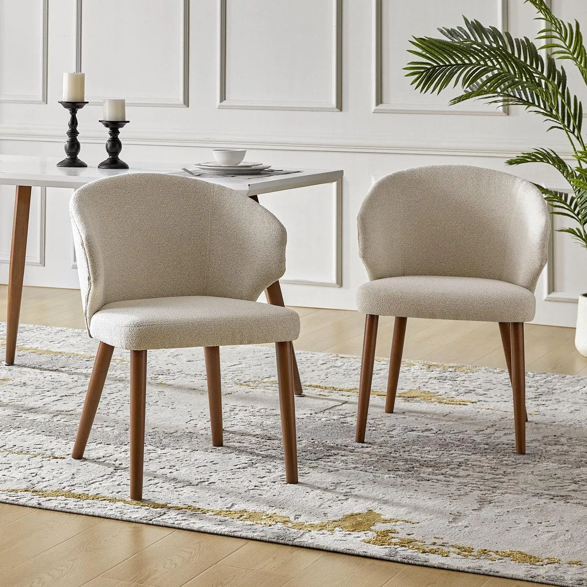 Kanalu Wing Back Side Dining Chair with Solid Wood Legs (Set of 2)