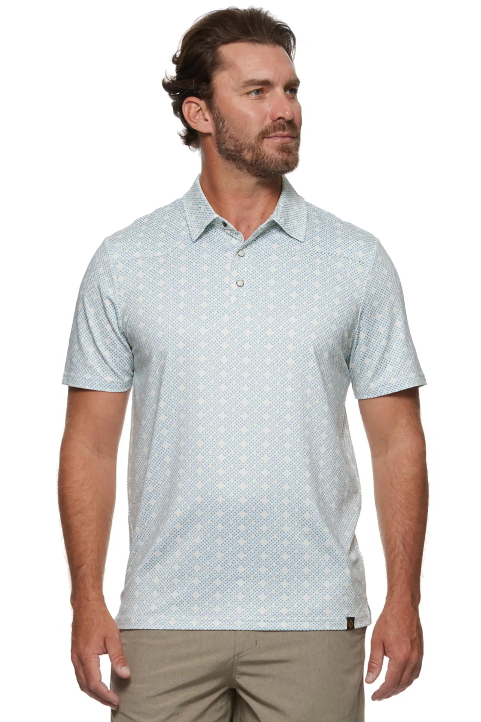 Threadgrit Mens Travis Geo Print Western Performance Polo