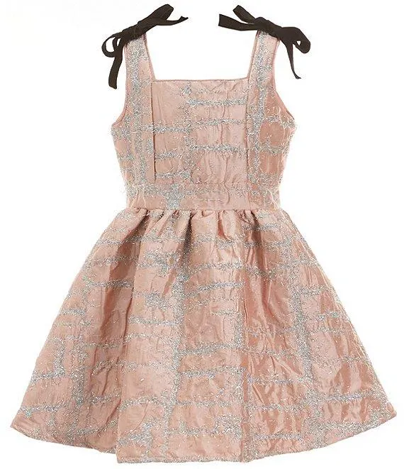 Big Girls 7-16 Glitter Velvet Bow Party Dress