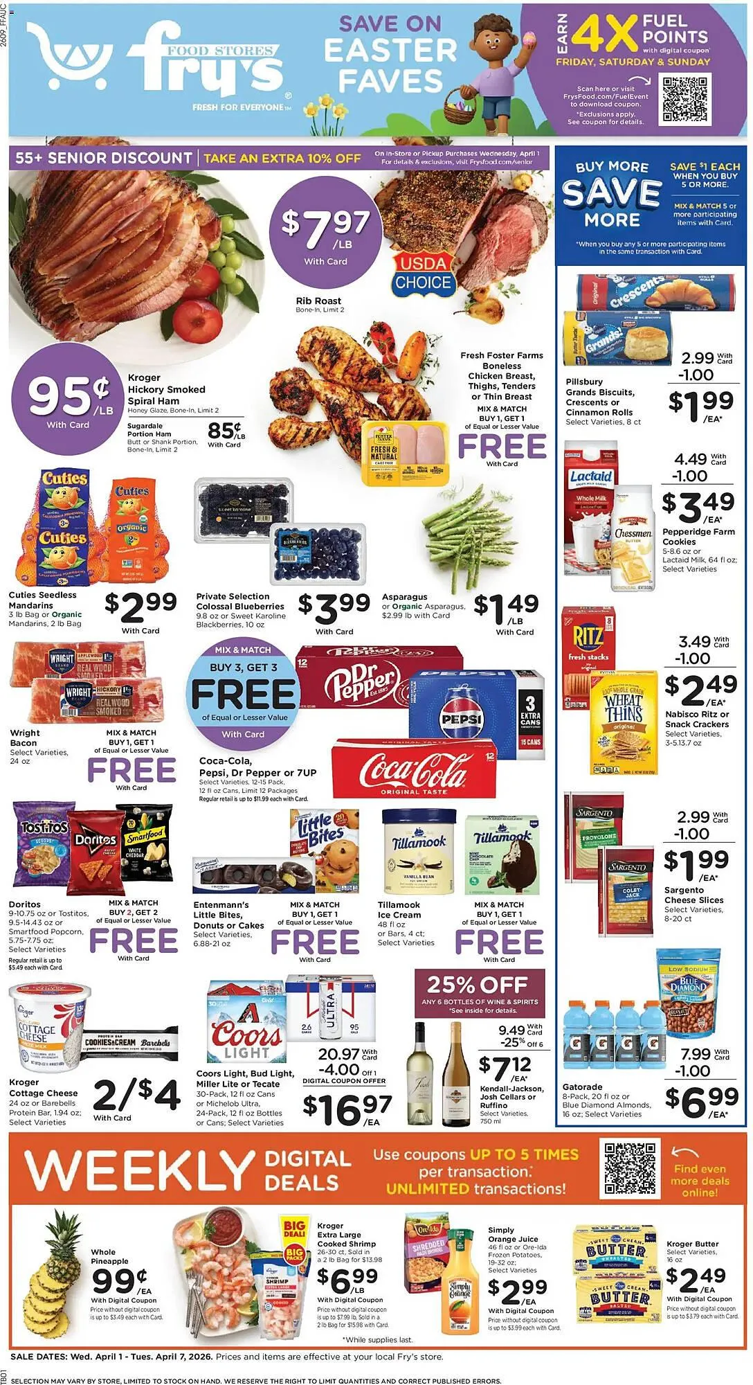 Weekly promotion Fry's weekly ad spanning from April 1 to April 8 2026 - Page 1 for Catalogue 365