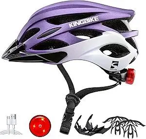 KINGBIKE Bike Helmet for Adult Men Women Youth Road Commute Mountain Cycling Helmets with USB Rechargeable Tail Light Replaceable Inner Pads and Visors Lightweight 2 Sizes 54-61cm/21.26-24.01in