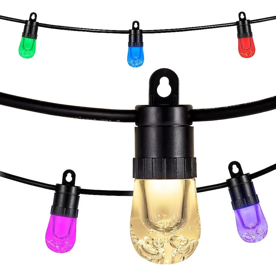 Enbrighten 40-ft Plug-in Black Indoor/Outdoor String Light with 20 Color changing -Light LED Edison Bulbs