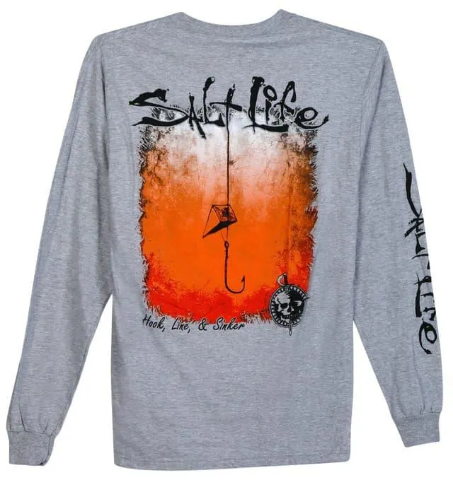 Salt Life Mens Hook Line and Sinker Fade Long Sleeve Tee