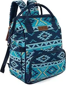Wrangler Aztec Backpack Organized Daypack Travel Baby Bag with Stroller Strap and Side Bottle Pockets