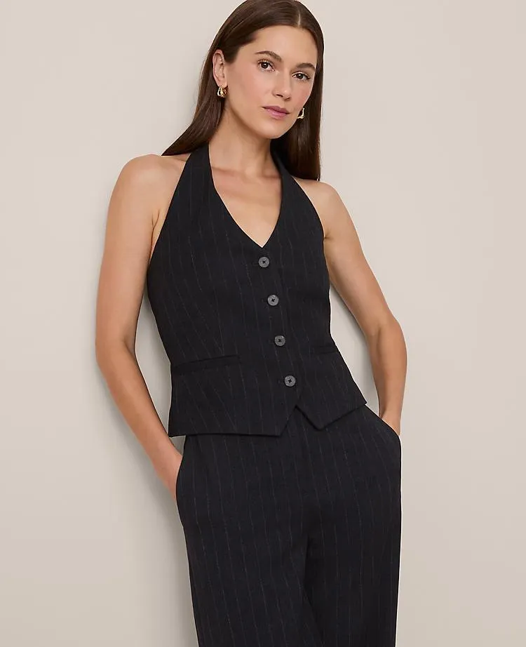 The Halter Vest in Pinstripe