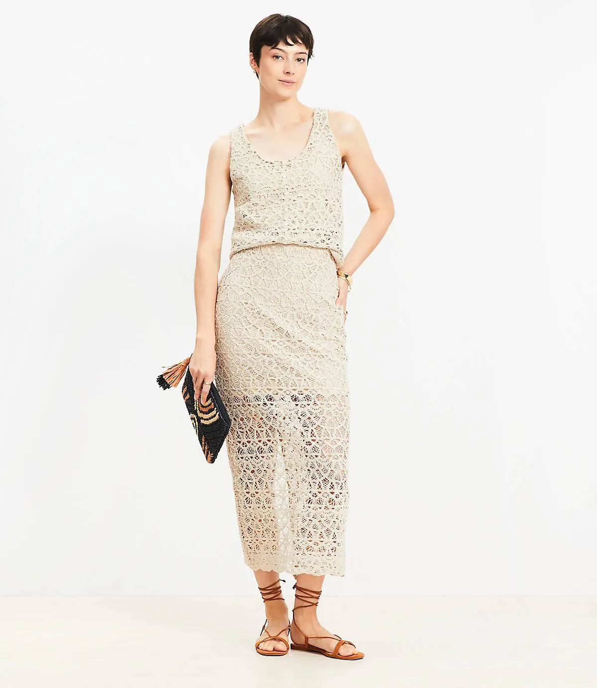 Scalloped Crochet Midi Skirt