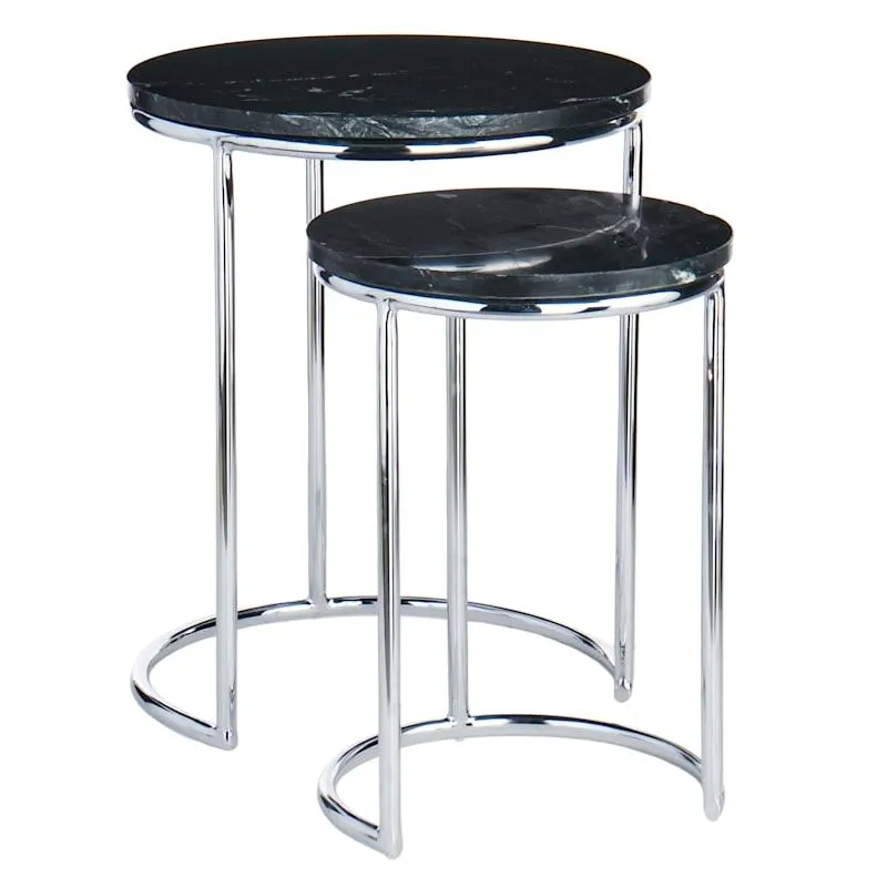 Crosby St. Set of 2 Essex Black Marble Nesting Tables