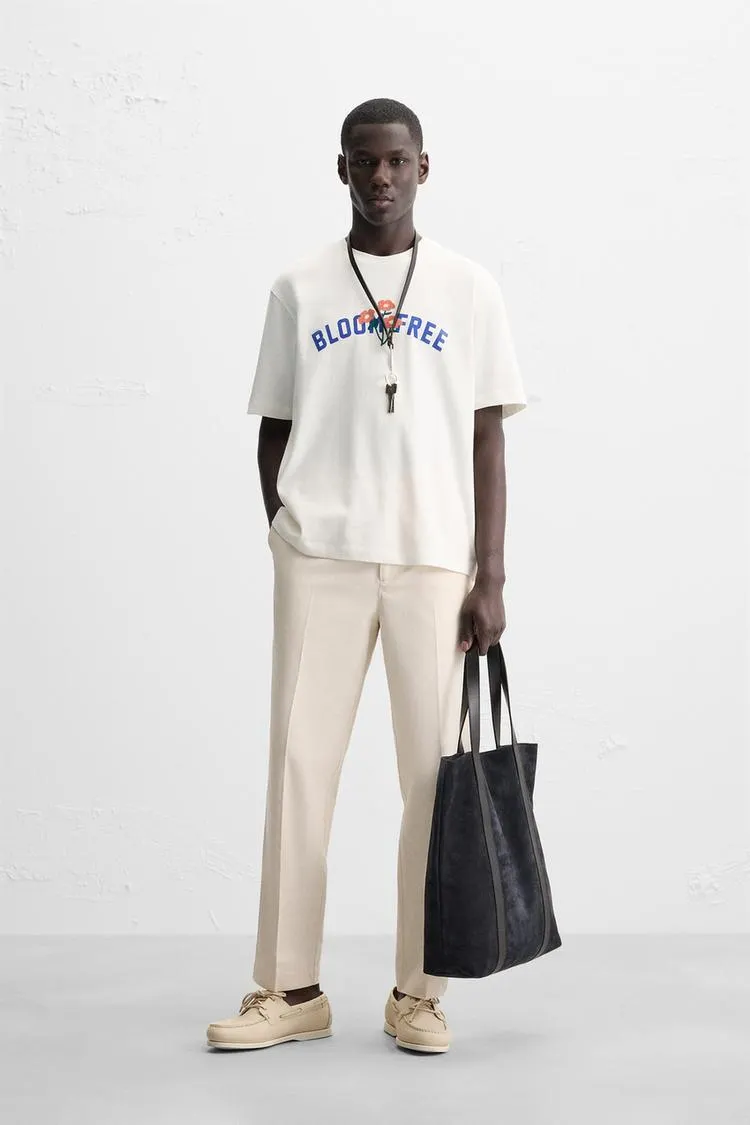 REGULAR FIT HERRINGBONE PANTS