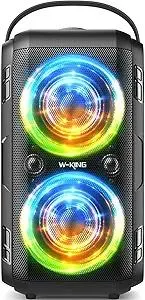 W-KING Party Loudest Portable Bluetooth Speaker Wireless Boom Box, 180W Max Big Large Outdoor Speaker 4 Drivers with 2*4.04'' Subwoofer, 80W HD Huge 105dB Pulse Natur Deep Bass, IPX5/24H/EQ/USB/TF/AUX