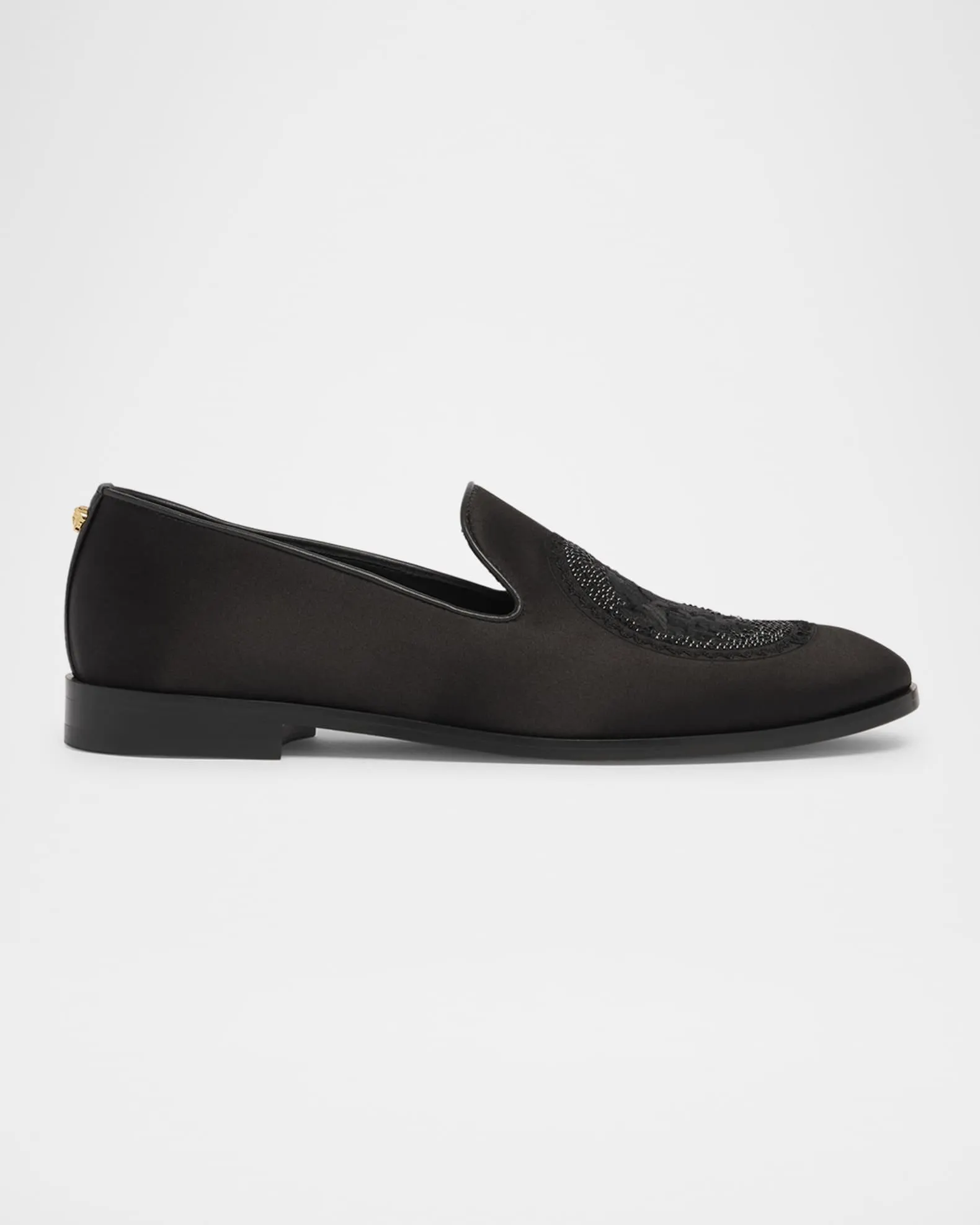 Men's Silk Crystal Medusa Embroidered Smoking Slippers