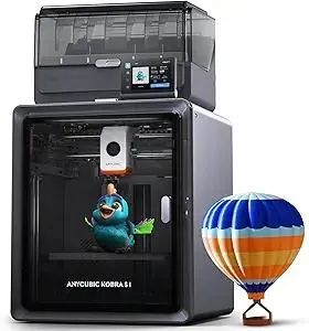 Anycubic Kobra S1 Combo Multicolor 3D Printer with Anycubic ACE PRO, 4 Multicolor, Drying and Printing at the Same Time, 600mm/s Fast Speed with 320℃ Hotend, Built-in Camera 44dB Quiet 250*250*250mm