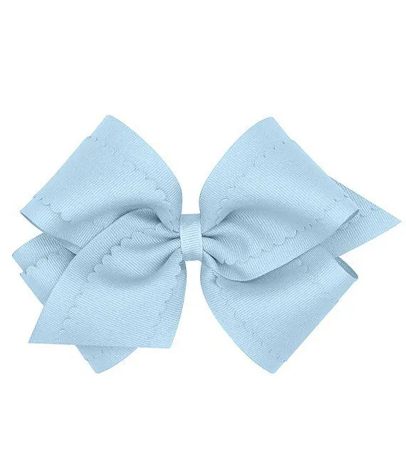Girls King Scallop Grosgrain Hair Bow