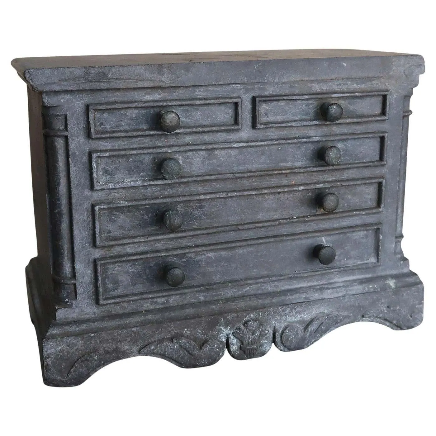 Antique Carved Slate Miniature Chest of Drawers. Welsh, Late 19th Century