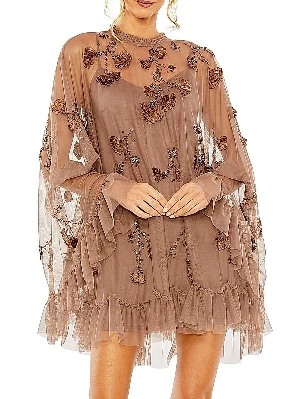 Mac Embellished Mesh A-Line Minidress