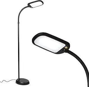 Brightech Litespan Slim LED Floor Reading Lamp - Tall with Adjustable Gooseneck, Dimmable for Living Rooms, Offices & Bedrooms - Black