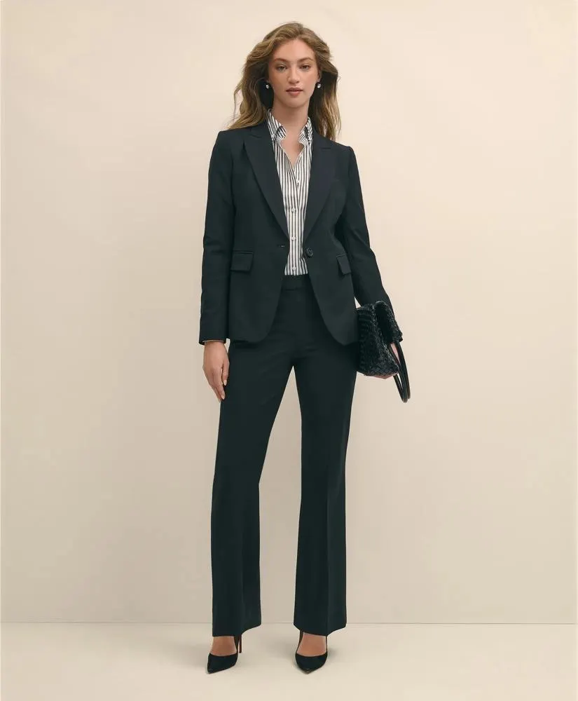 The Essentials Brooks Brothers Stretch Wool Flare Leg Trousers
