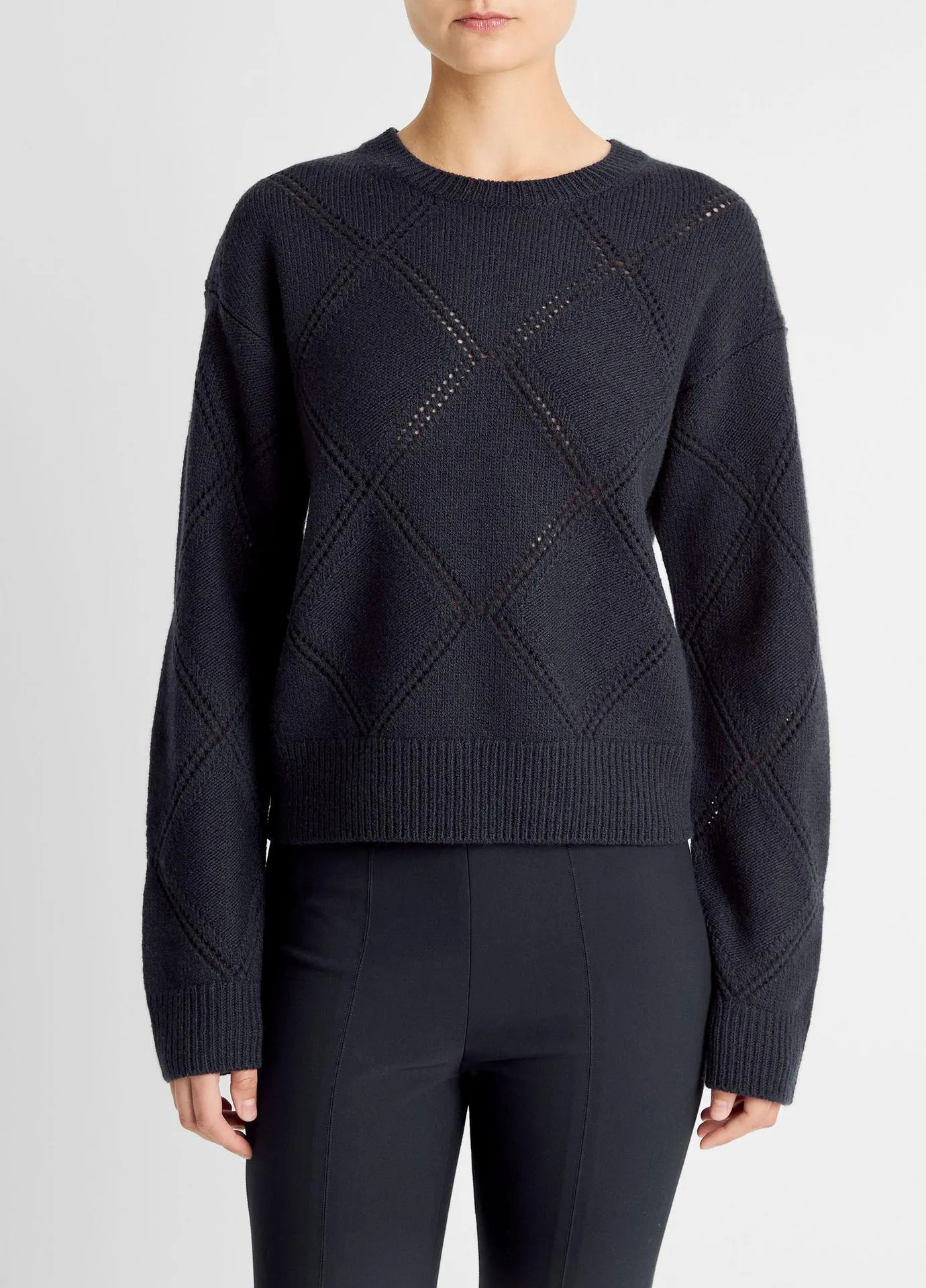 Textured Argyle Italian Wool Sweater