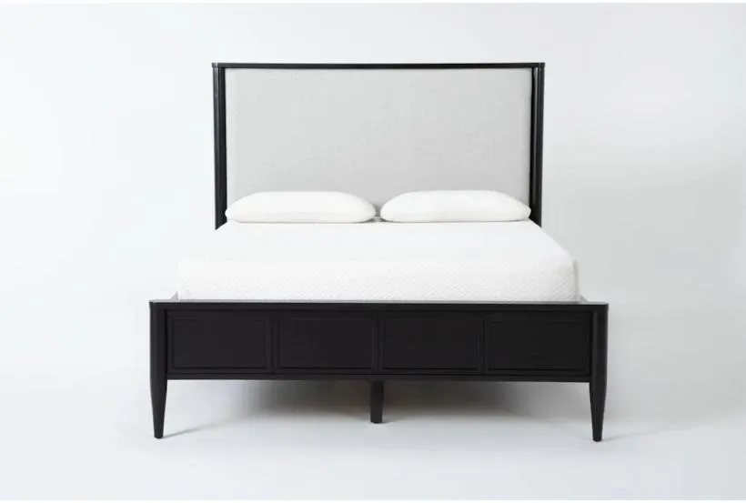Austen Black Queen Wood & Upholstered Platform Bed | Adjustable Base Compatible