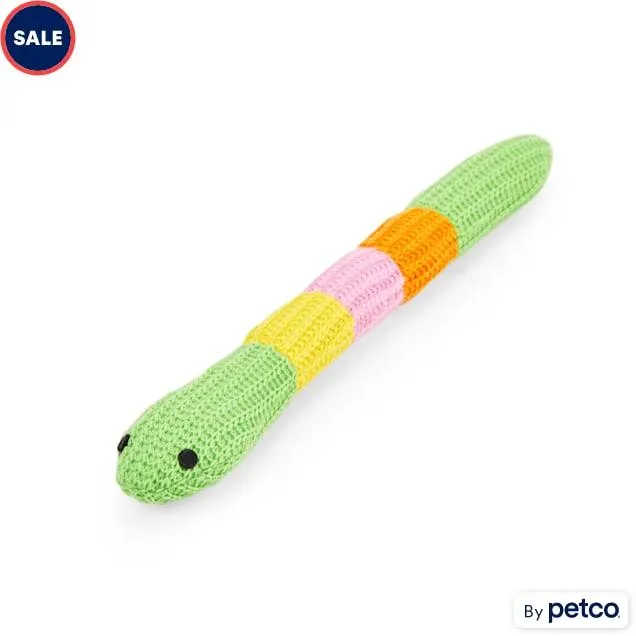 Leaps & Bounds Green Crochet Snake Cat Toy, X-Small