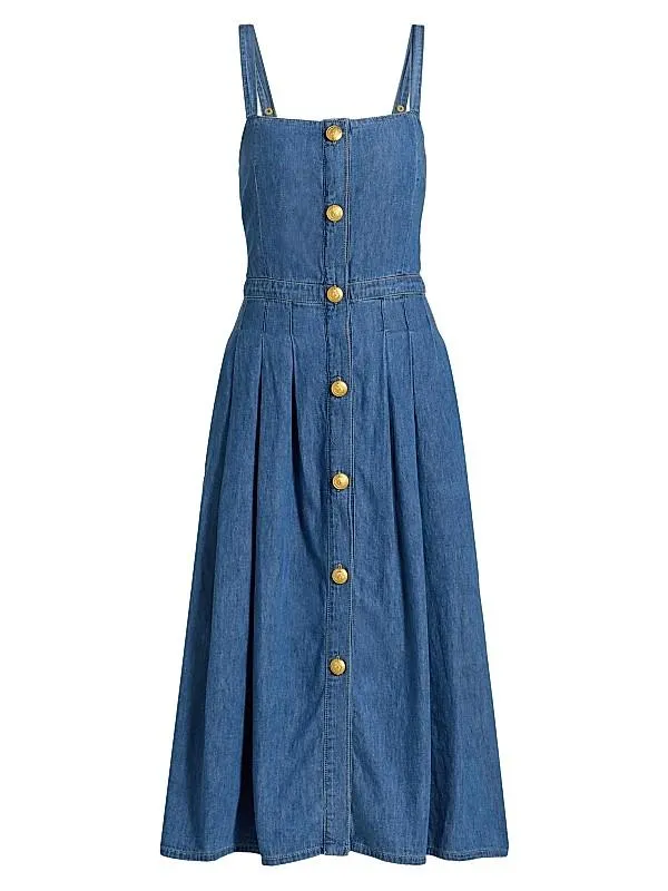 Esmeralda Denim Pinafore Midi-Dress