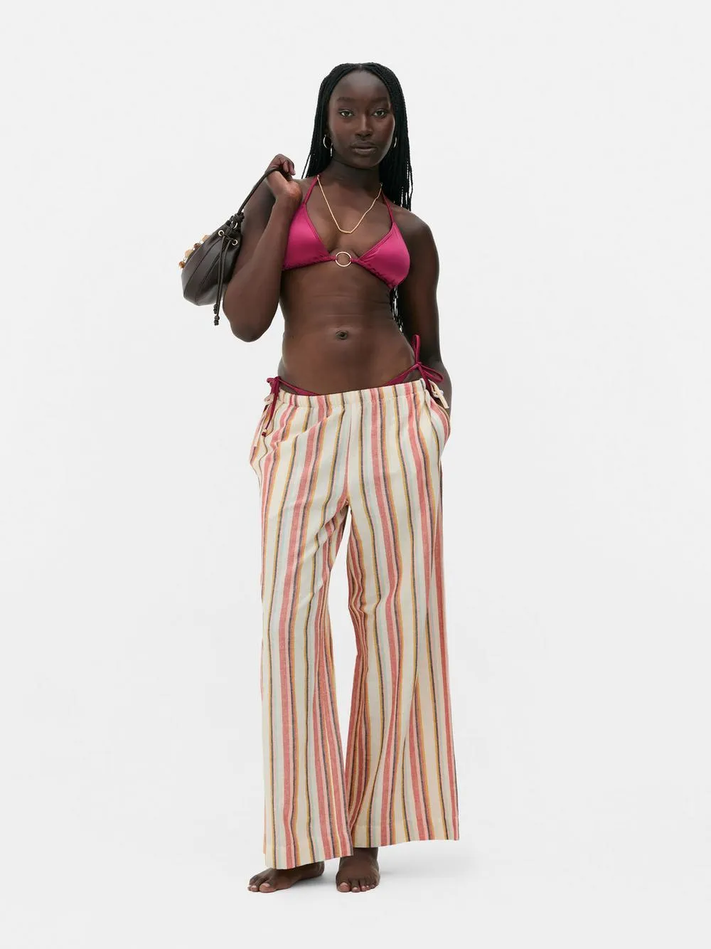 Rita Ora Stripe Wide Leg Trousers