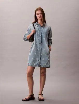 Distressed Indigo Denim Shirt Dress