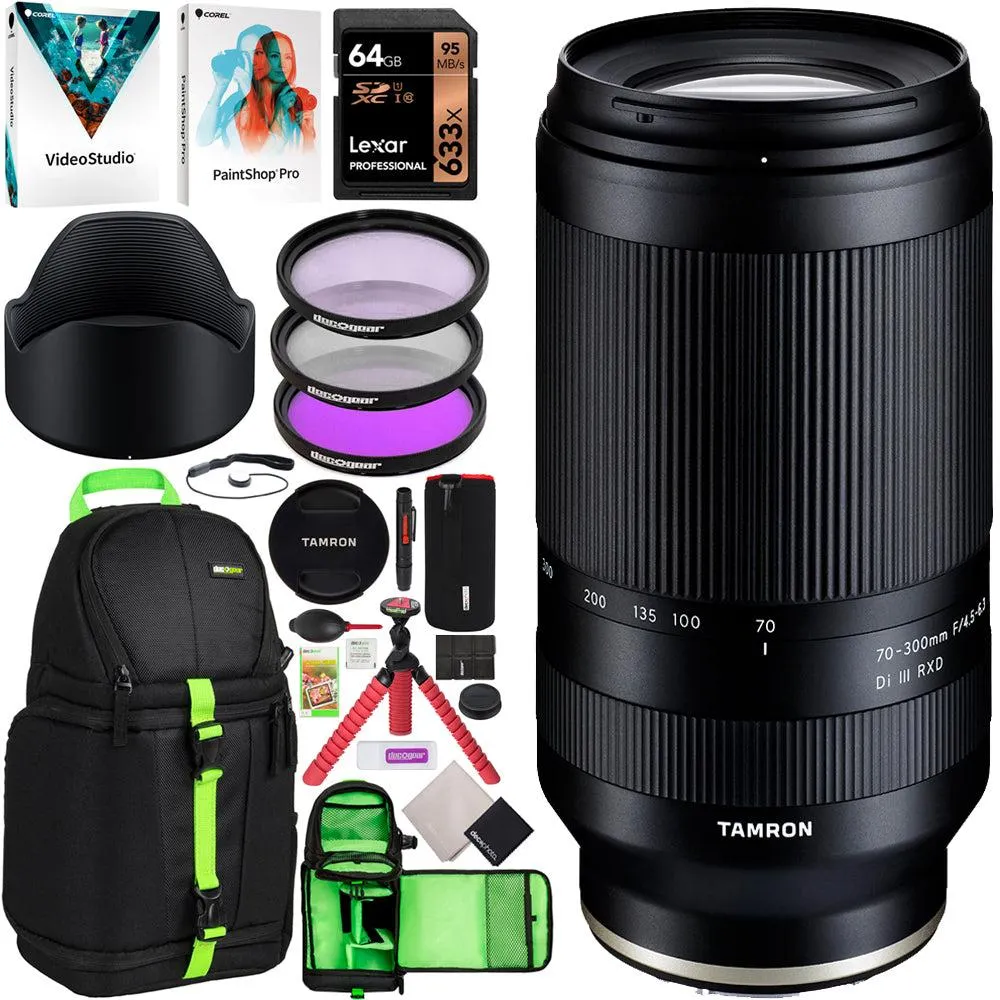 Tamron 70-300mm F/4.5-6.3 Di III RXD Lens A047 f/ Sony E-mount Mirrorless Camera Bundle