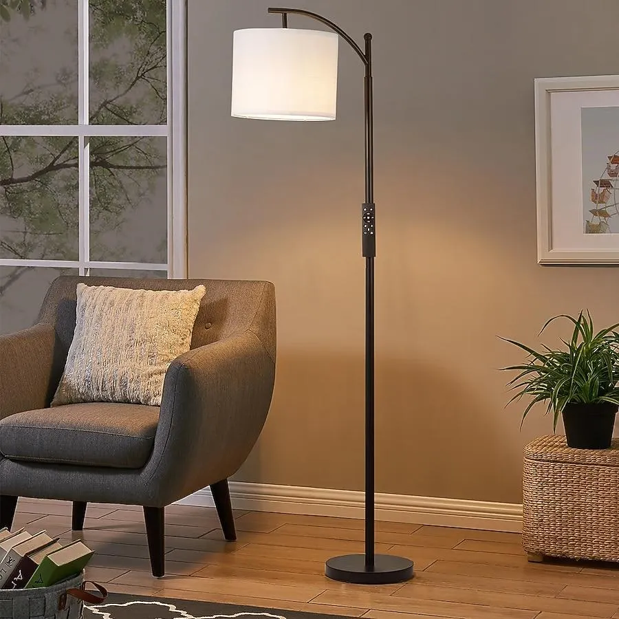 BIGHOUSE 62'' Task Remote Control Reading Floor Lamp Dimmable Brightness 5 Colors Adjust Dimmable LED Bulb Included