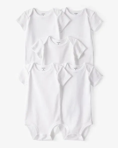Baby 5-Pack Short-Sleeve Bodysuits - White