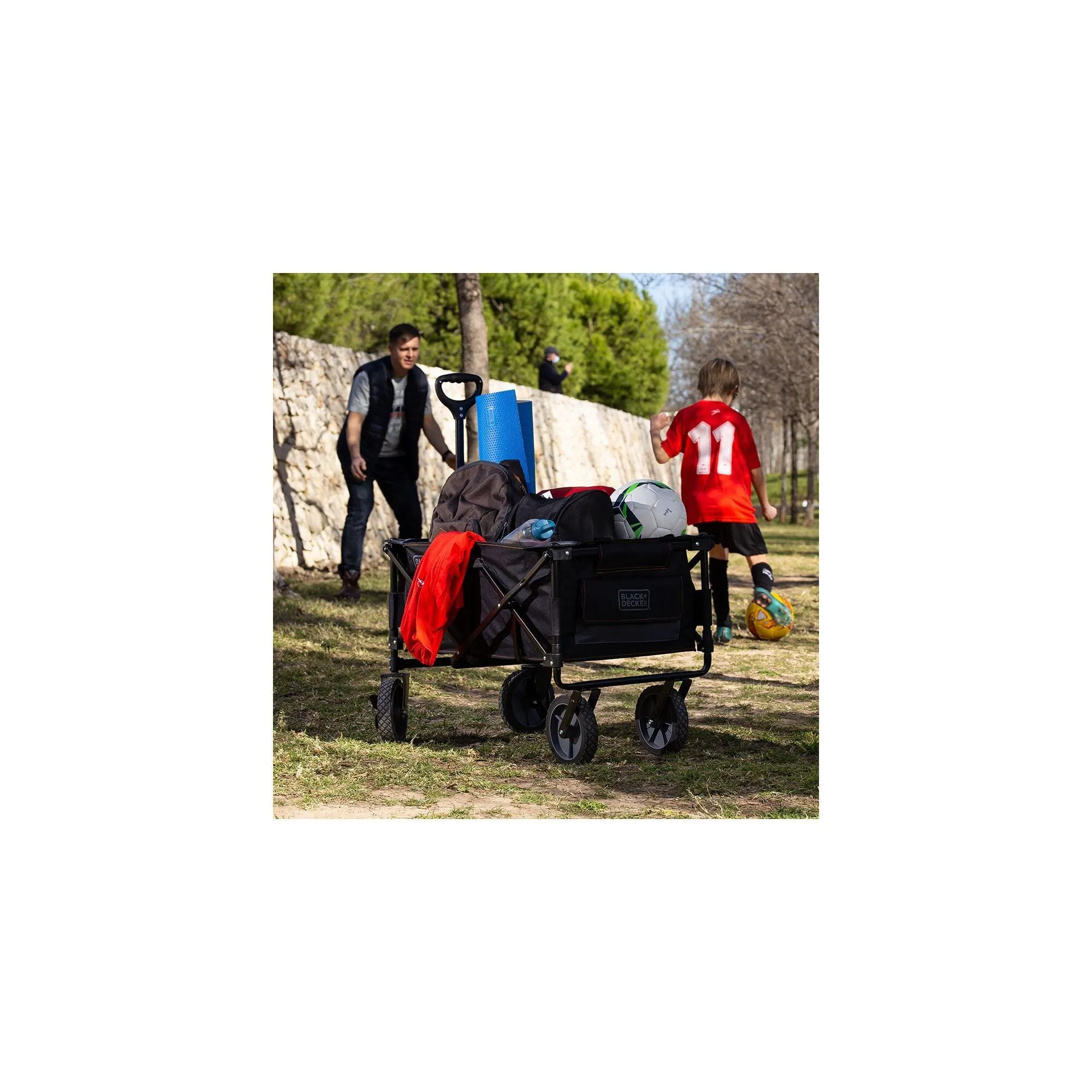 Black Collapsible Storage Cart, Folding Utility Wagon
