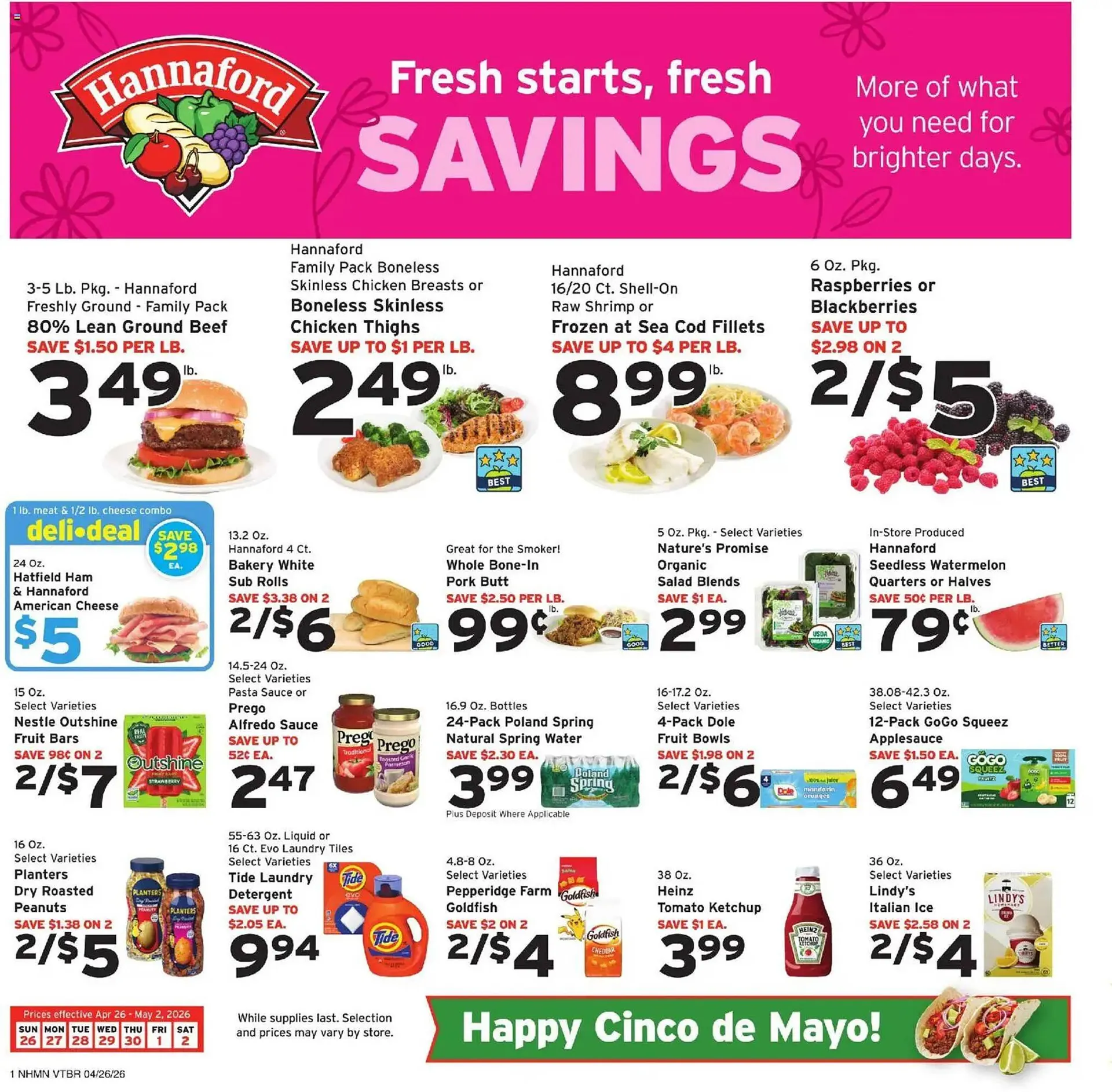 Weekly ad Hannaford flyer from April 26 to May 3 2026 - Page 1