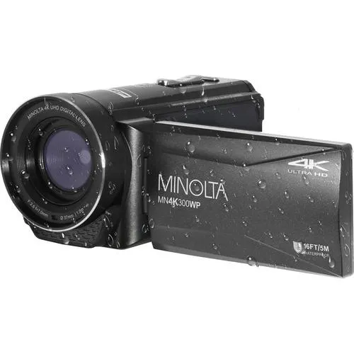 Minolta MN4K300WP 4K Ultra HD / 56 MP Waterproof Camcorder; Black - Open Box