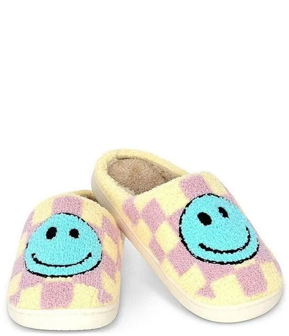 Girls' Happy Check Chenille Slippers (Youth)