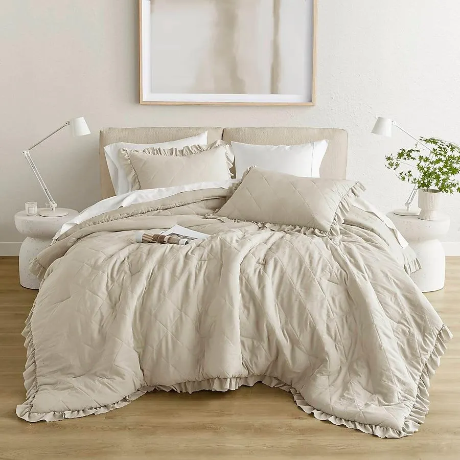 510 Design Neutral Geometric King/California king Comforter Microfiber