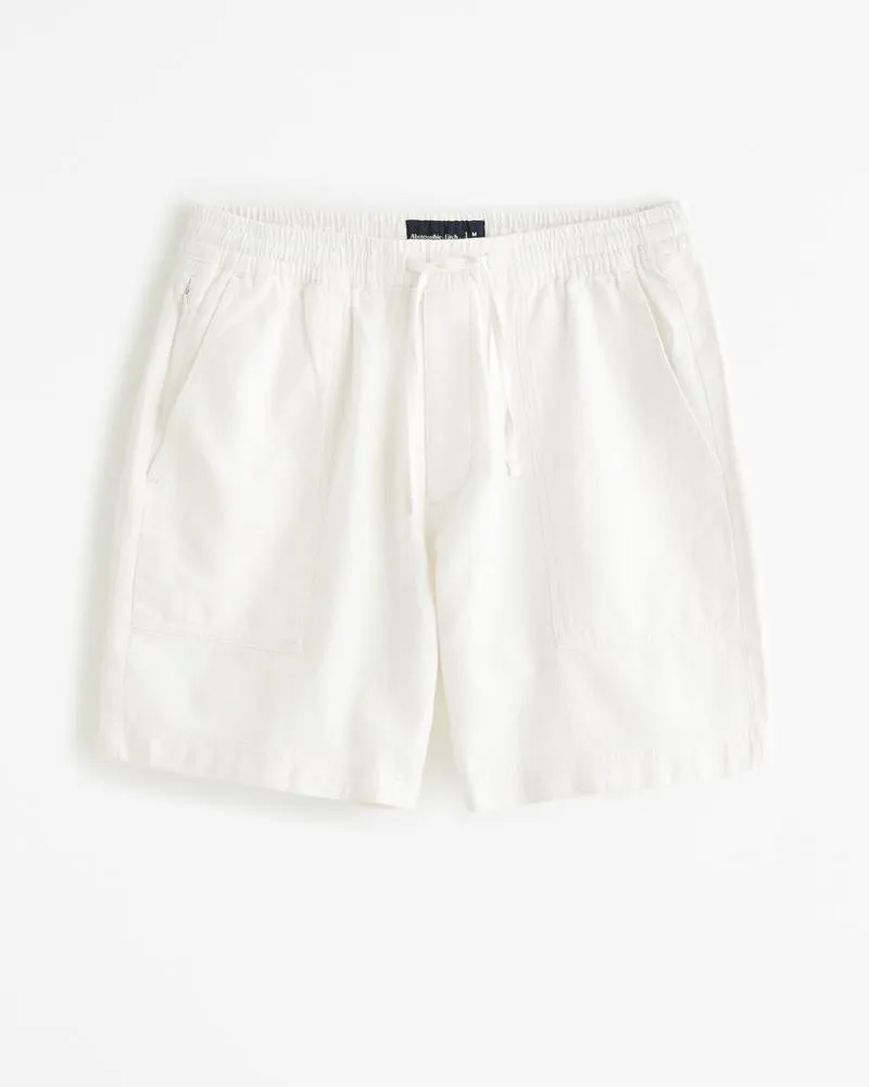 Relaxed Linen-Blend Pull-On Short