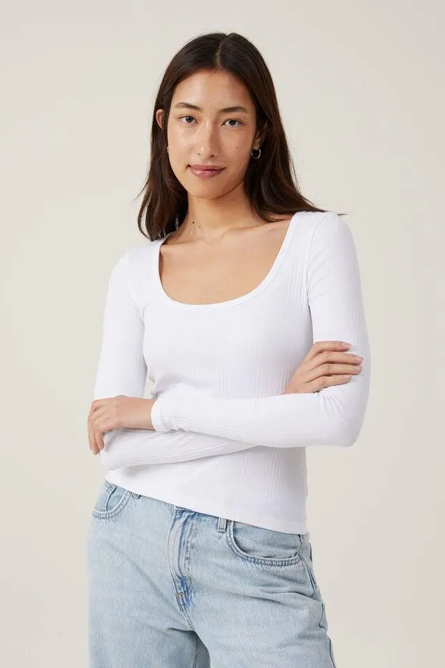 The One Organic Variegated Rib Scoop Long Sleeve