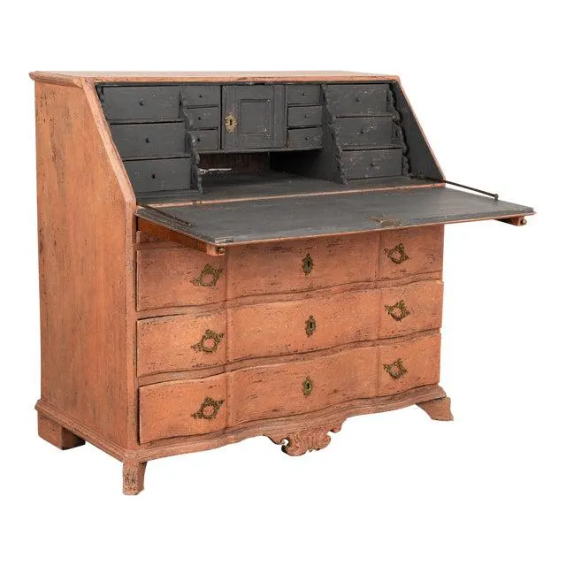 Oak Secretary Bureau With Painted Finish From Sweden Circa 1760-1800