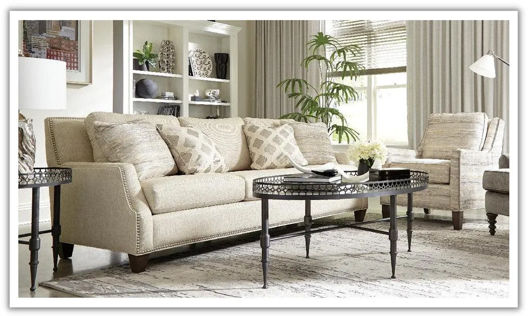 Craftmaster Cici 3-Seater White Fabric Stationary Sofa